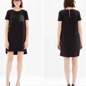 Madewell Leather Pocket Exposed Zipper Short Sleeve Shift Dress Black Size XXS